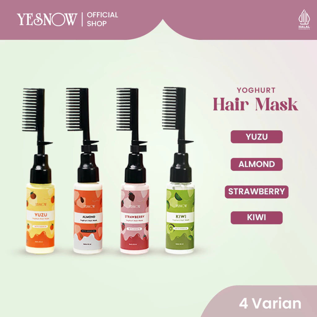 Hair Mask Keratin Yesnow (Sisir) - Masker Rambut Keratin & Yogurt Extract Kemasan Botol