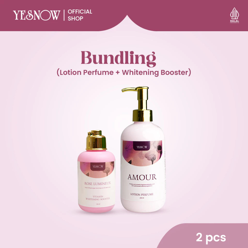 Bundling Lotion Perfume + Vitamin whitening Booster Body Serum - 1pc Lotion Perfume 250ml + 1pc Booster Body Serum 120ml