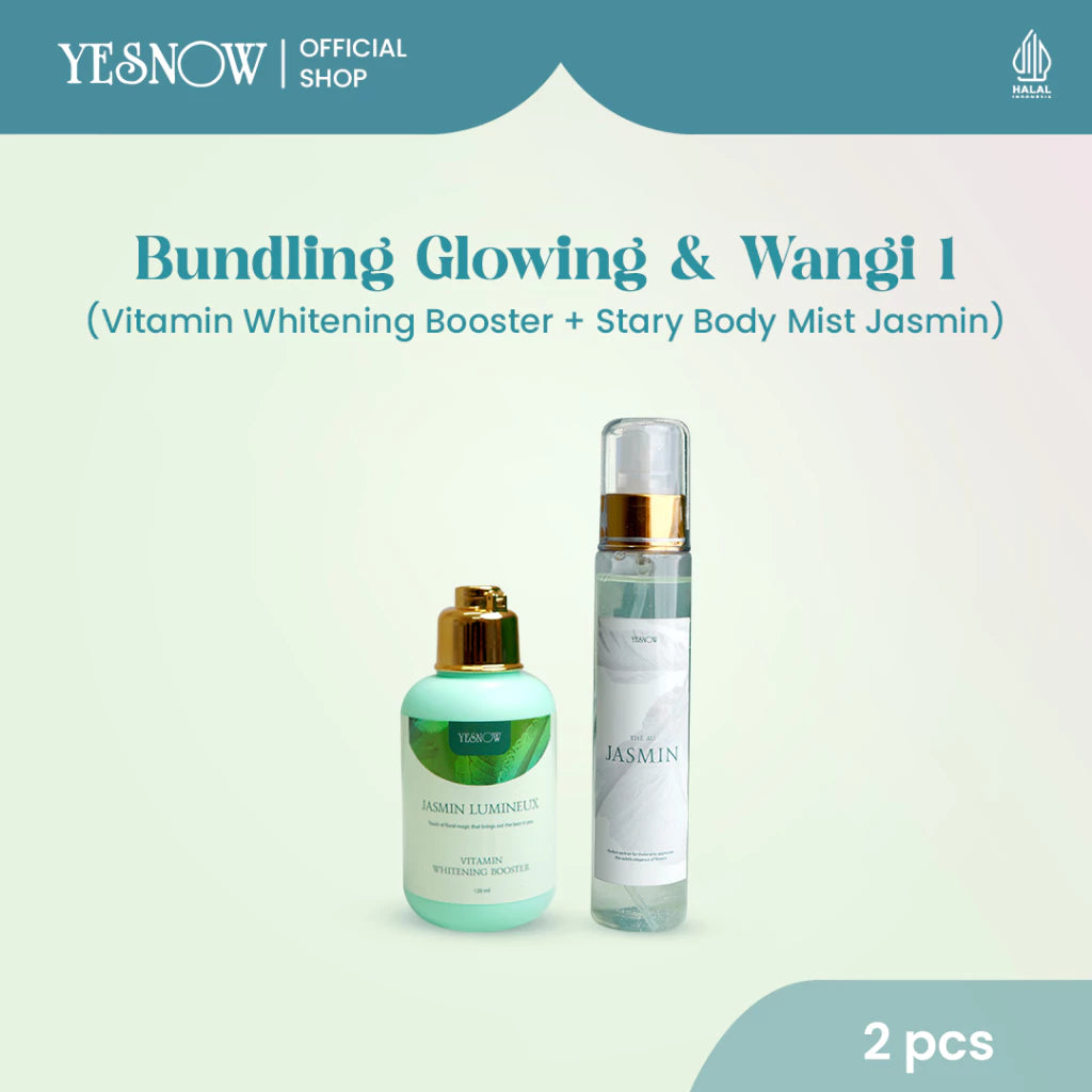 Yesnow Bundling Glow & Wangi 1 - [ Vitamin Whitening Booster Body Serum 120ml + Stary Body Mist 100ml ]