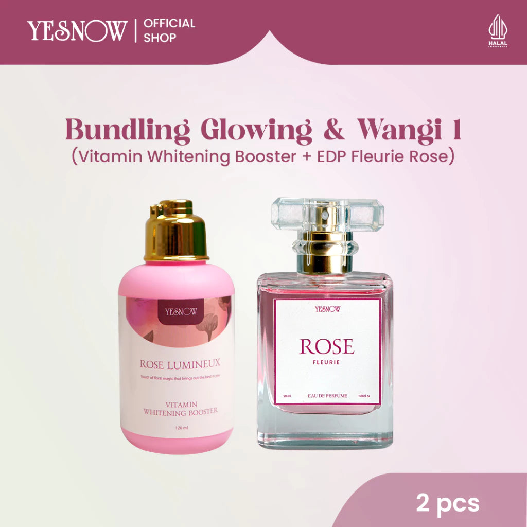 Yesnow Bundling Glow & Wangi 2 [ Vitamin Whitening Booster Body Serum 120ml + Eau De Parfume Fleurie 50ml ]