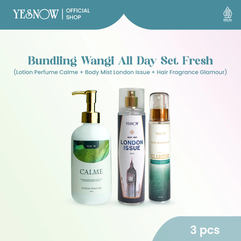 Yesnow Bundling Wangi All Day Set - [ Lotion Perfume 250ml + Body Mist City 250ml + Hair Fragrance 100ml ]