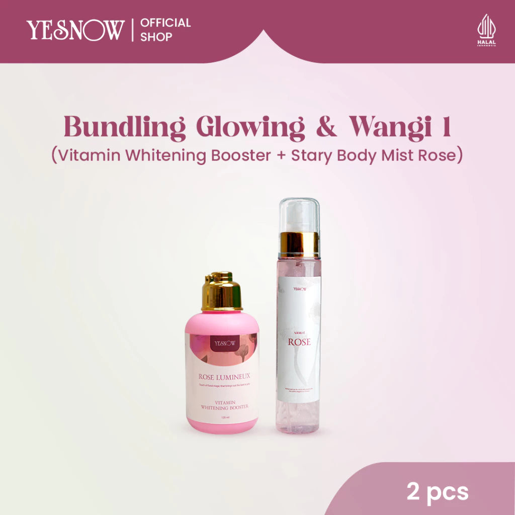 Yesnow Bundling Glow & Wangi 1 - [ Vitamin Whitening Booster Body Serum 120ml + Stary Body Mist 100ml ]