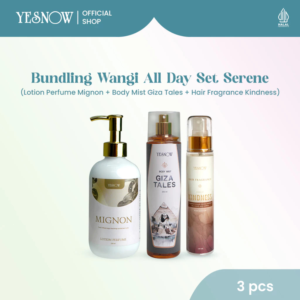 Yesnow Bundling Wangi All Day Set - [ Lotion Perfume 250ml + Body Mist City 250ml + Hair Fragrance 100ml ]